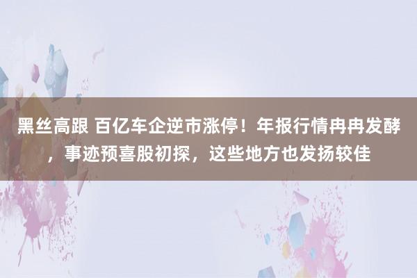 黑丝高跟 百亿车企逆市涨停！年报行情冉冉发酵，事迹预喜股初探，这些地方也发扬较佳