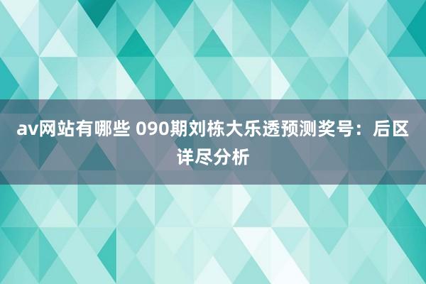 av网站有哪些 090期刘栋大乐透预测奖号：后区详尽分析