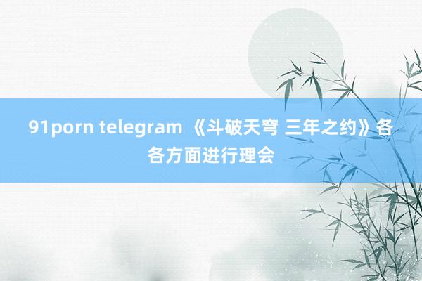 91porn telegram 《斗破天穹 三年之约》各各方面进行理会